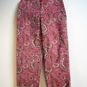 Talbots Pink and Green Paisley Print Pants